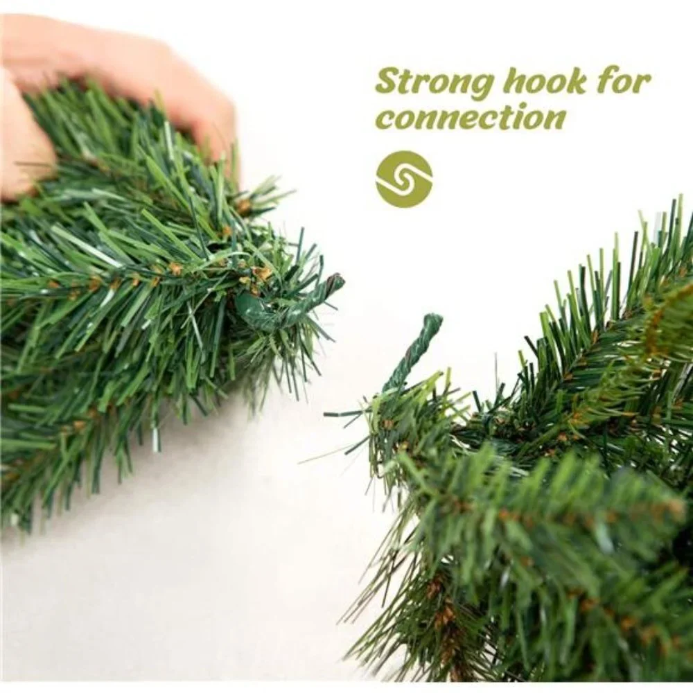 9 FT by 12 Inch Christmas Garland, Pre-lit Garland with 50 Warm Lights